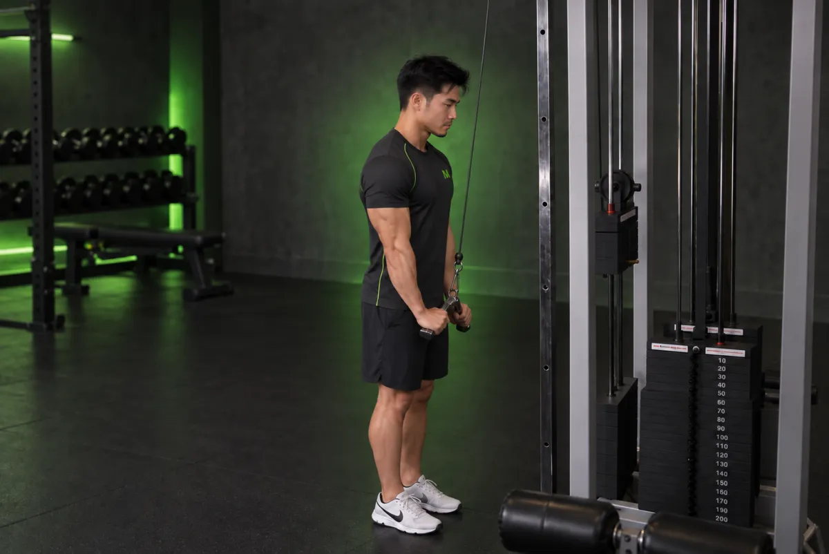 Đẩy cáp tay sau – thanh chữ V (V-bar pushdown) (Kết thúc)