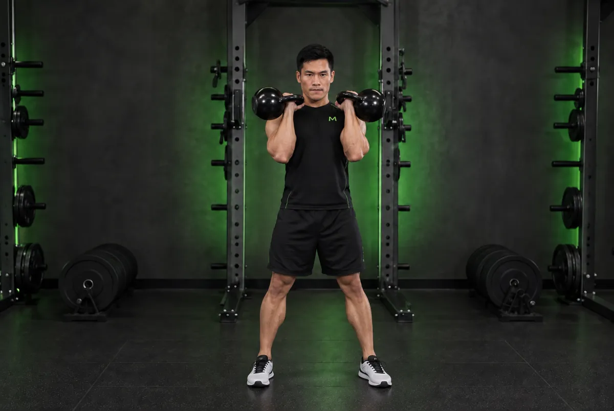 Clean hai tay với tạ ấm (kettlebell clean) (Kết thúc)