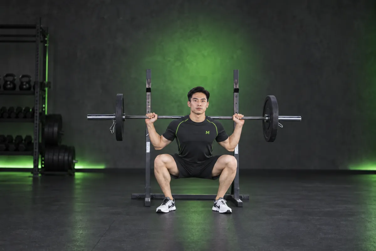 Squat bật nhảy với tạ đòn (weighted jump squat) (Kết thúc)