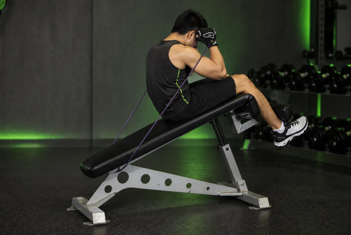 Gập bụng với dây kháng lực (sit-up) (Kết thúc)