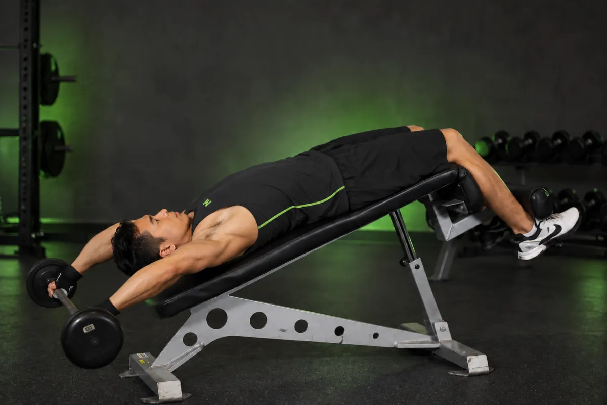 Wide-Grip Decline Barbell Pullover (End)